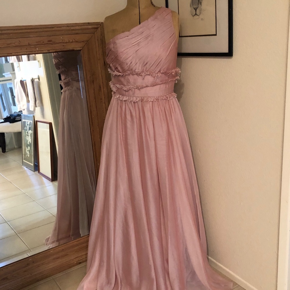 Monique Lhuiller one shoulder rose pink dress @@HOST PICK@@